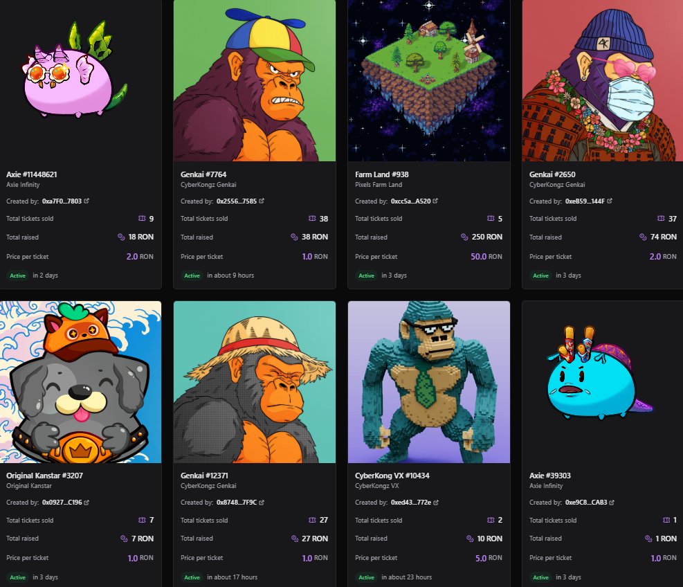 👀 Te imaginas poder ganarte un Moki, Genkai o incluso un Axie Japonés por solo 1 $RON o menos?

Hace menos de una semana <a href="/realmwalkersron/">Realmwalkers</a> lanzó una plataforma donde sus holders más fieles pueden lanzar rifas para que la comunidad pueda acceder a NFTs que de otra manera no