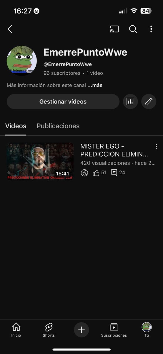 CASI 100 subs el primer día de creación. Si llegamos a 100, esta noche prendo directo viendo RAW para mi PanchoComunidad
Cuando me traigan la placa sorteo un cinturón de WWE, tu pulmón favorito 

youtube.com/@emerrepuntoww… Suscríbete por cero euros ti lo joro ermano