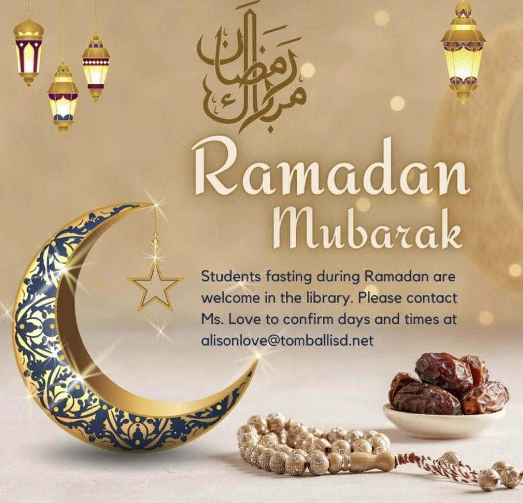 Alison Love (@alekona75) on Twitter photo ๐โจ๐Ramadan Mubarak! As we prepare to celebrate with our families, remember the library is open for fasting students. <a href="/TISDWES/">Wildwood Elementary</a> <a href="/TISD_Libraries/">tomballisd LIBRARIES</a> <a href="/TomballISD/">Tomball ISD</a> ๐โจ๐Ramadan Mubarak! As we prepare to celebrate with our families, remember the library is open for fasting students. <a href="/TISDWES/">Wildwood Elementary</a> <a href="/TISD_Libraries/">tomballisd LIBRARIES</a> <a href="/TomballISD/">Tomball ISD</a>