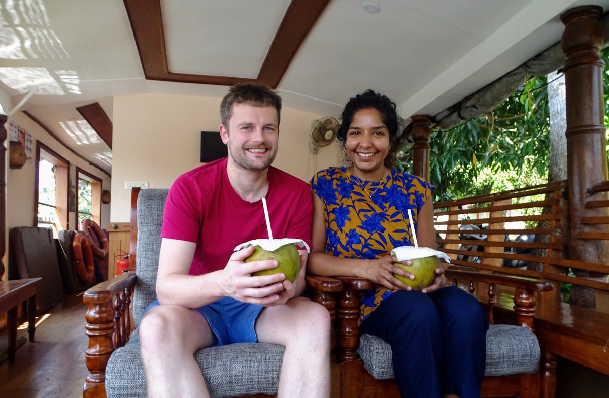 Tourists from England during Houseboat cruise in Kerala backwaters : instagram.com/kencegeorgey/