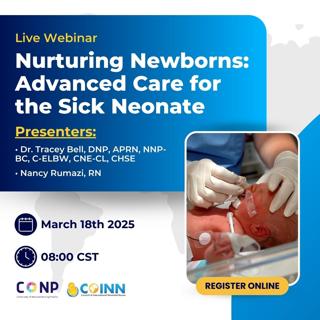 Nurturing Newborns: Advanced Care for the Sick Neonate – Join Our Upcoming Webinar!

📅 Date: March 18, 2025
📍 Online (Zoom)

🔗 Register now: us02web.zoom.us/meeting/regist…

#NICU #NeonatalNursing #NewbornCare #NeonatalHealth #NurseEducation #COINN