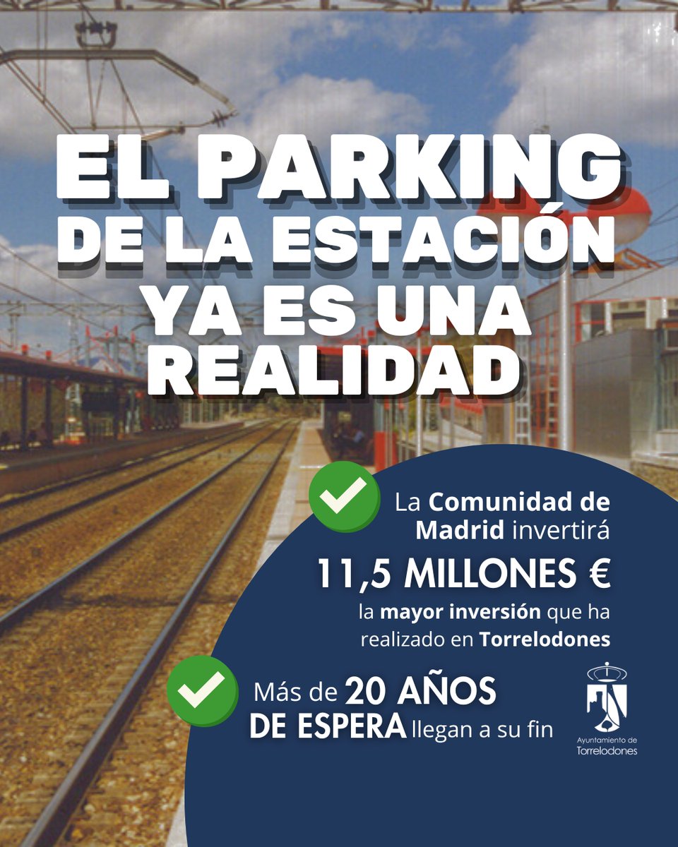 Tras más de 20 años de espera... ¡El parking de la estación ya es una realidad!

➤ La <a href="/ComunidadMadrid/">Comunidad de Madrid</a> invertirá 11,5 millones de euros en el aparcamiento de RENFE, la mayor inversión en nuestro municipio y una obra muy esperada👏 

Todos los detalles 👉🏻torrelodones.es/noticias/10500…