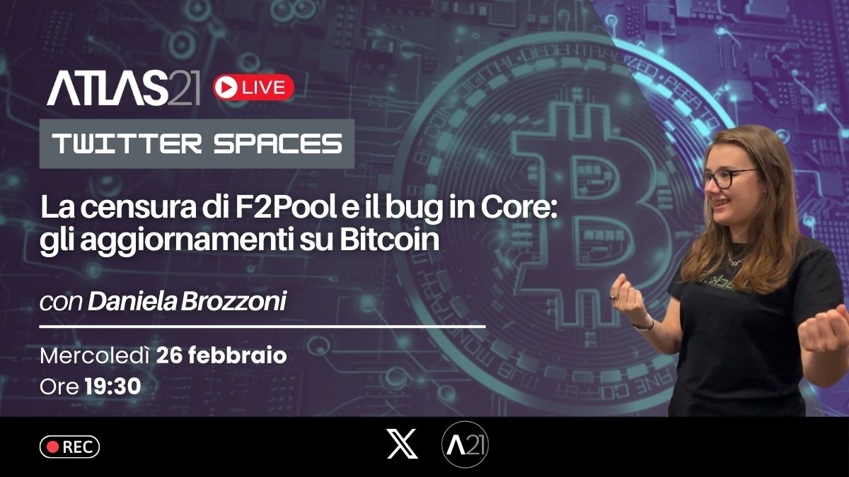 Atlas21_ita's tweet photo. 🚨TWITTER SPACE - F2Pool sotto accusa per censura delle transazioni e vulnerabilità in Bitcoin Core

Con @danielabrozzoni analizzeremo le ultime notizie tecniche in ambito Bitcoin.

Lo scorso mese il developer 0xB10C ha scoperto che la mining pool statunitense stava filtrando transazioni legate a indirizzi sanzionati OFAC.

Scoperto anche un bug in Bitcoin Core nel codice che crea i "block template" .

📅 L'appuntamento è per mercoledì alle 19:30.

Non mancate! 

Link allo space nel primo commento. ⬇️
