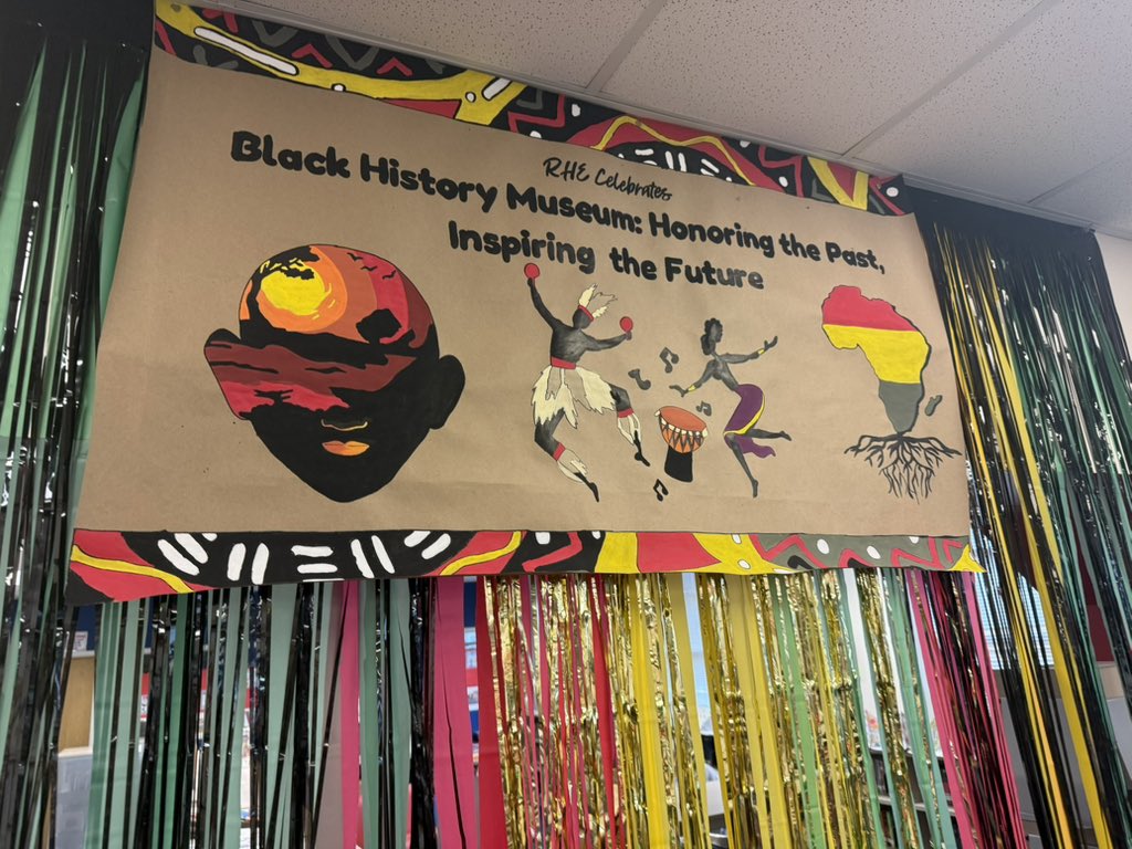 Our RHE Black History Month Museum is in full swing! Our students have worked hard researching famous African-Americans and their contributions! #RISDBeTheOne