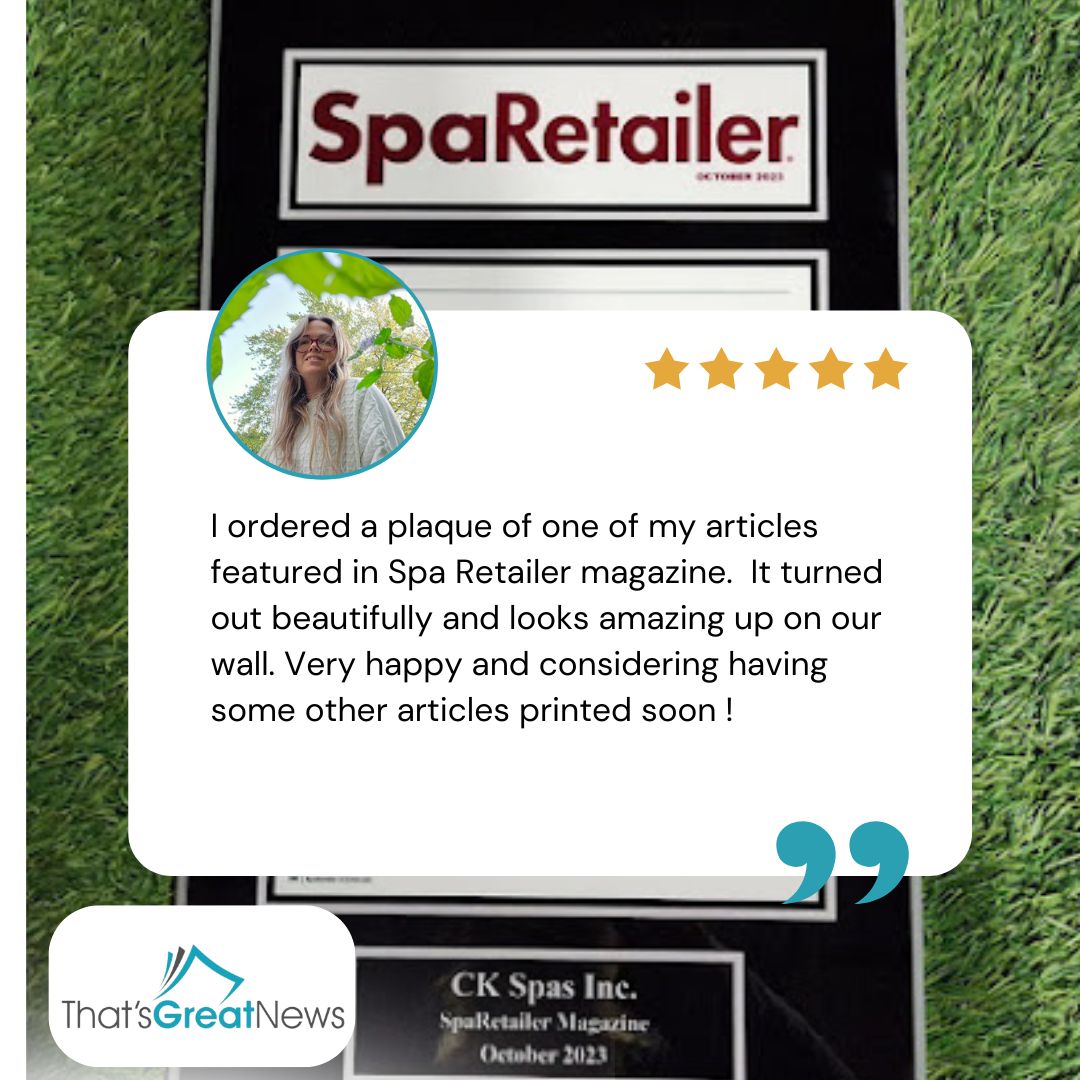 ThatsGreatNews's tweet image. We love hearing from happy customers! This stunning plaque looks beautiful on their wall. 🖼️✨ Thrilled they’re happy and considering more! Nothing beats preserving achievements timelessly. #CustomerLove #FramedSuccess #CustomPlaque #ThatsGreatNews