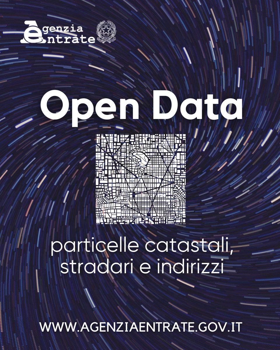 Agenzia_Entrate's tweet photo. #Opendata I dati geospaziali del #catasto diventano #open: particelle catastali, stradari e indirizzi #ANNCSU sono ora disponibili in formato aperto e riutilizzabili gratuitamente. Approfondisci qui 👉 https://t.co/AGhp70gssI https://t.co/AObXPob4tL