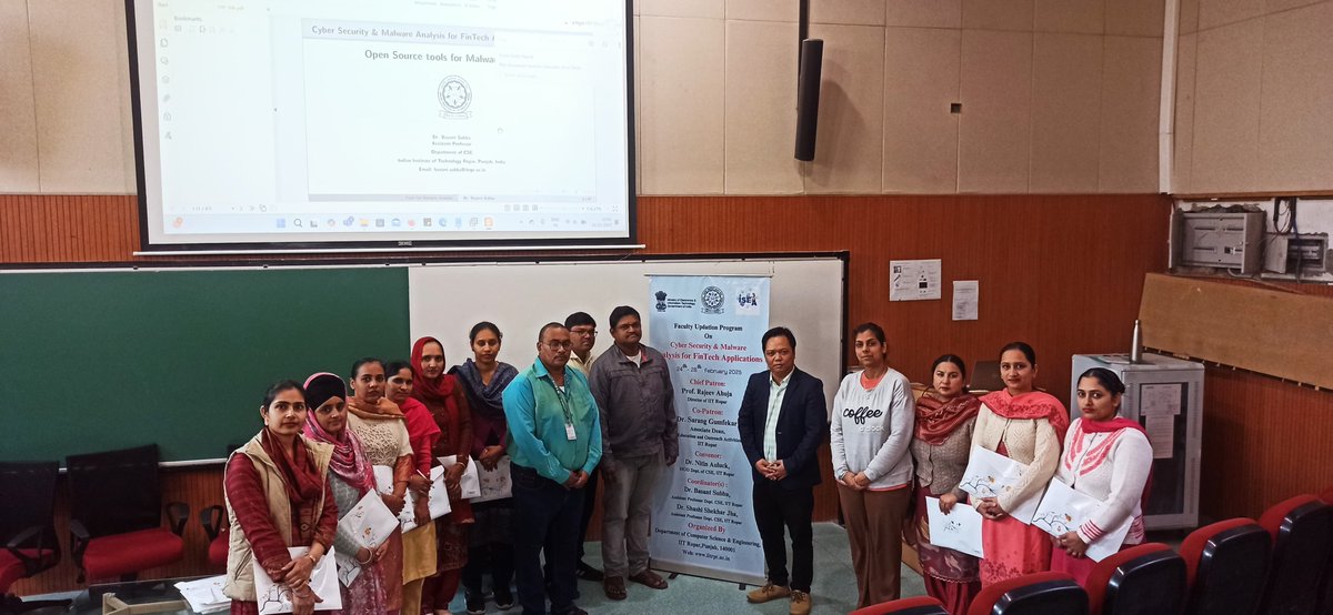 SSOIndia's tweet image. Faculty Updation Program on #CyberSecurity and #MalwareAnalysis at @iitropar (IIT Ropar) as part of @InfoSecAwa of @GoI_MeitY is scheduled from 24th to 28th Feb 2025. @mygovindia @_DigitalIndia @SecretaryMEITY @abhish18 @cdacindia @IndianCERT @NICMeity @PIB_MeitY