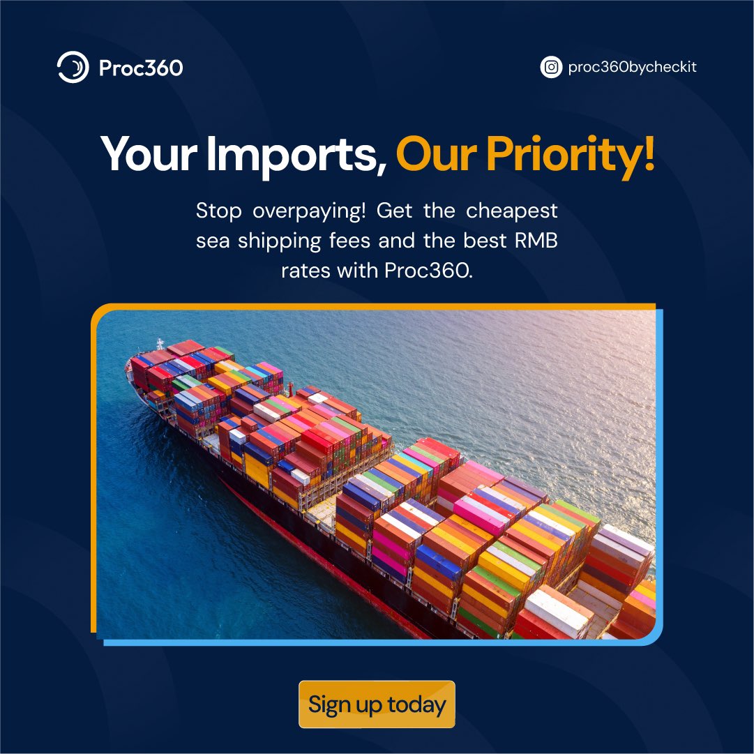 Proc360Care's tweet image. Why pay more when you don’t have to? 

Get the lowest sea shipping fees and the best RMB rates with no hidden charges and no stress.

You are just a signup away from these benefits!