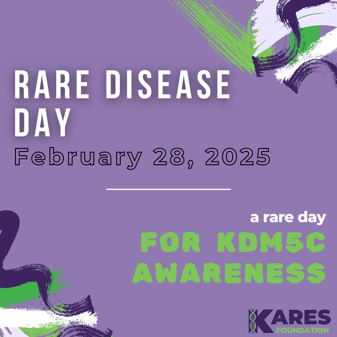 Rare Disease Day is just 4 days away! This February 28—the rarest day of them all—let’s stand together to support the 300 million people worldwide living with a rare disease. 💜💙 Every voice, every action makes a difference! Wear your purple and green to spread KDM5C awareness!