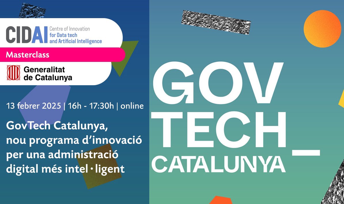 Dani Marco (@dmarcop) on Twitter photo Masterclass "GovTech Catalunya, nou programa d’innovació per una administració digital més intel·ligent" <a href="/CIDAI_eu/">CIDAI</a> <a href="/tic/">TIC Catalunya</a> <a href="/gencatdigital/">Gencat Digital</a> #GovTech
Vídeo complert 👉 youtu.be/hUmfAaQOkcQ Masterclass "GovTech Catalunya, nou programa d’innovació per una administració digital més intel·ligent" <a href="/CIDAI_eu/">CIDAI</a> <a href="/tic/">TIC Catalunya</a> <a href="/gencatdigital/">Gencat Digital</a> #GovTech
Vídeo complert 👉 youtu.be/hUmfAaQOkcQ