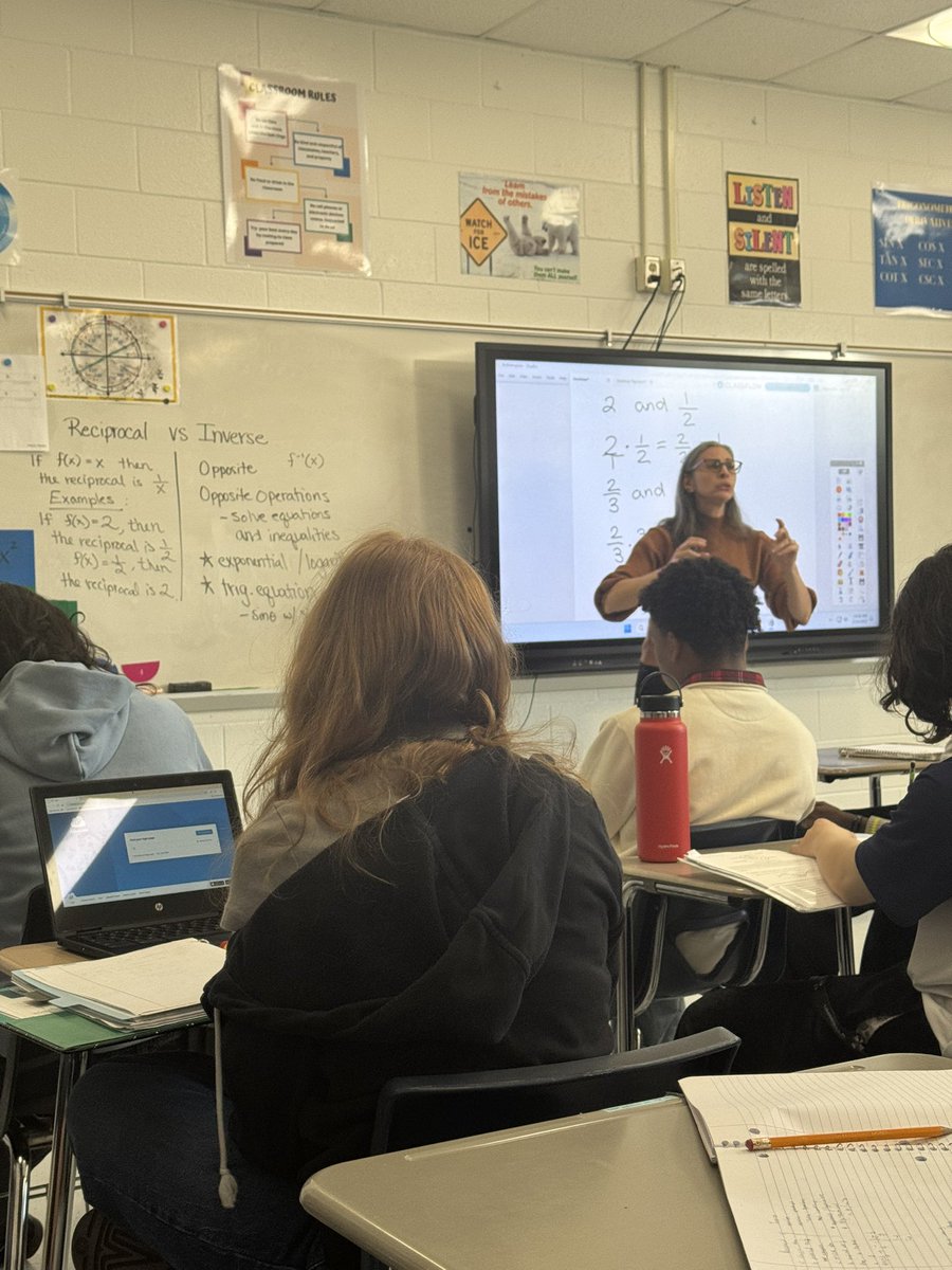 Unlearned a misconception today! Mrs. Respress did an excellent job in her AP PreCalc class on explaining and providing examples of comparing and contrasting reciprocals and inverses. Pushing students to think critically &amp; tying it to their current knowledge was beautifully done!