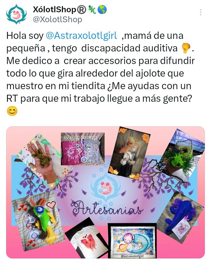 Puedes contactar directamente a <a href="/Astraxolotlgirl/">🦻🤟🏼Poke</a> y ver su trabajo en <a href="/XolotlShop/">XólotlShop®️🦎🌎</a>.