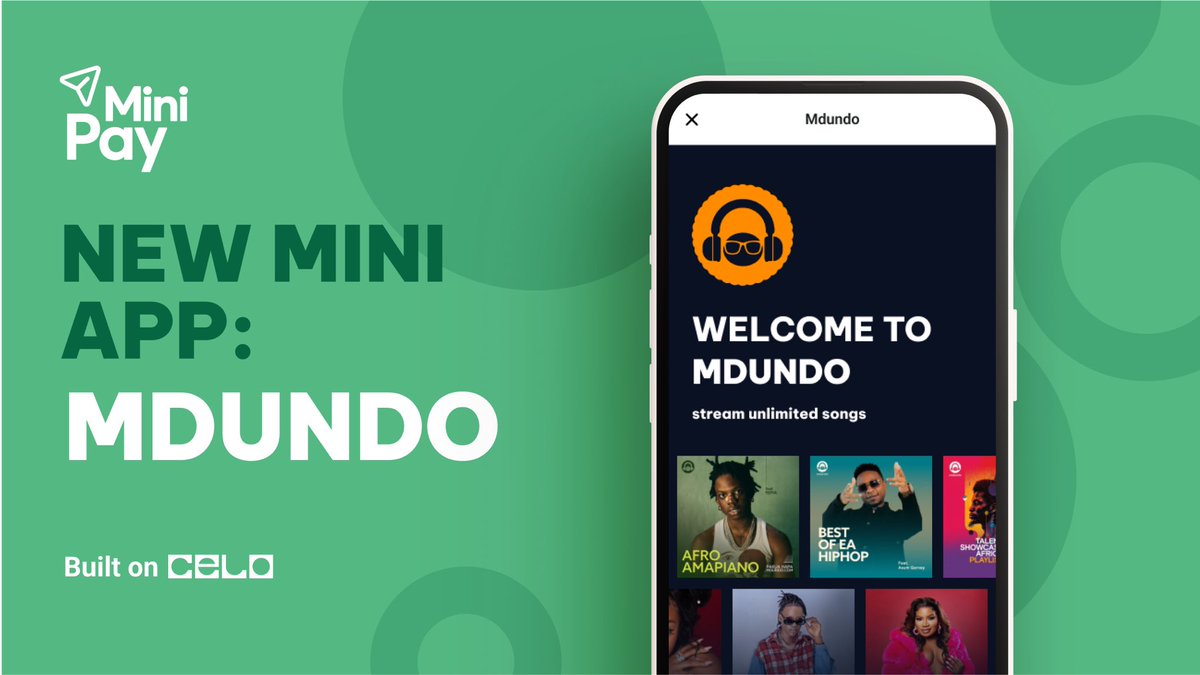 MiniPayNews's tweet image. MiniPay x Mdundo: bringing Africa’s music to @minipay users!
We're thrilled to announce MiniPay’s partnership with @Mdundomusic, a leading music service offering 1.9M+ songs from 150K African artists! 🎧
In less than a week since launch, over 17,000 users have already…
