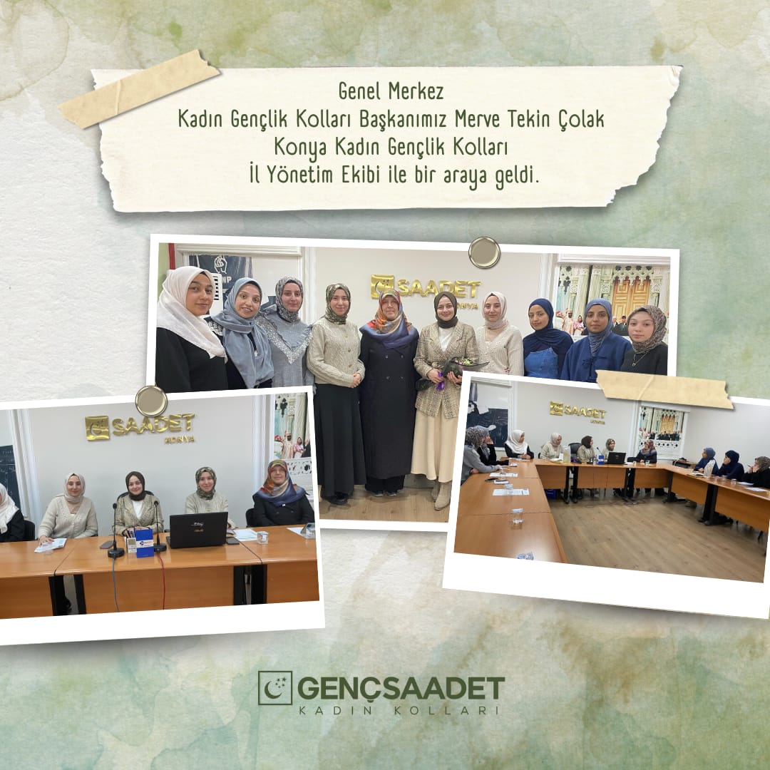 Genç Saadet| Kadın #İnsancaYaşam (@kadingencsaadet) on Twitter photo Genel Merkez Kadın Gençlik Kolları Başkanımız Merve Tekin Çolak Konya Kadın Gençlik Kolları İl Yönetim Ekibi ile bir araya geldi.
<a href="/mervetekincolak/">Merve Tekin Çolak</a> Genel Merkez Kadın Gençlik Kolları Başkanımız Merve Tekin Çolak Konya Kadın Gençlik Kolları İl Yönetim Ekibi ile bir araya geldi.
<a href="/mervetekincolak/">Merve Tekin Çolak</a>
