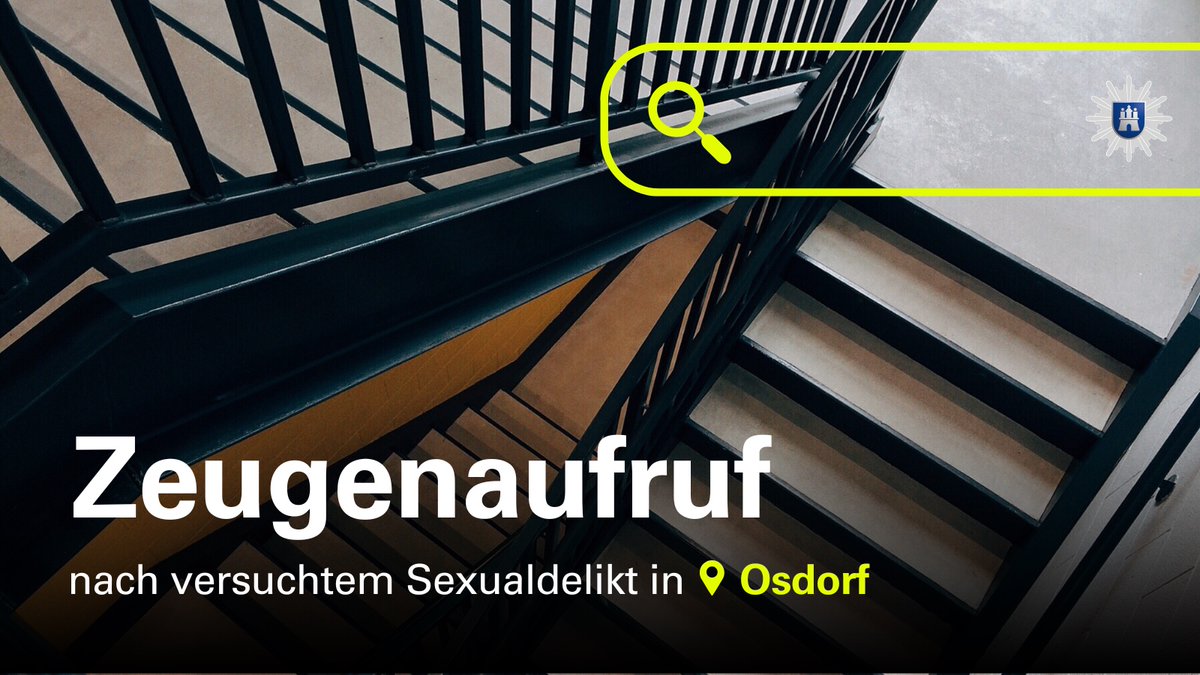 #Zeugenaufruf nach versuchtem Sexualdelikt in #Osdorf.

📅 23.02.2025 / 20:01 bis 20:15
📍 Osdorf / Kroonhorst

Details: presseportal.de/blaulicht/pm/6…

Hinweise an: ☎️ 040 - 4286 56789