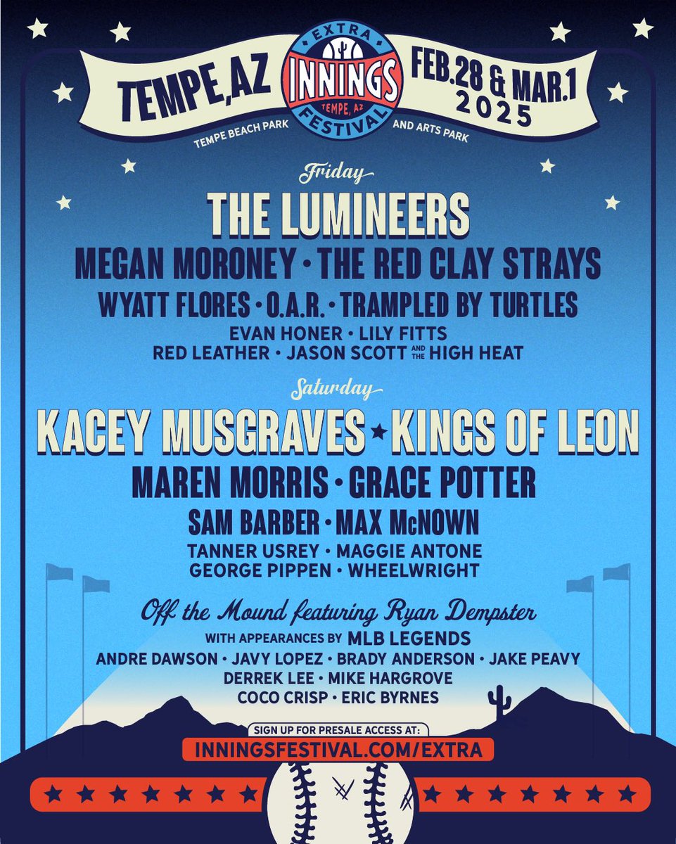 ofarevolution's tweet photo. Tempe, we’re up to bat! ⚾

🎶 This Friday, we take the stage at @XtraInningsFest for a night of music under the desert sky. Don’t miss out—grab your tickets now at https://t.co/1dzrvCYeob! 
#OAR #ExtraInningsFest #LiveMusic https://t.co/m3oQbZeT97