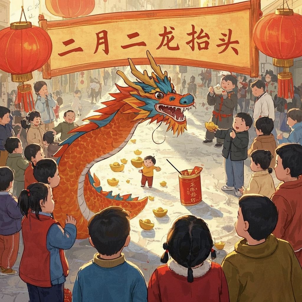 二月二龙抬头

春回大地，万物复苏。  
农历二月初二，乃“龙抬头”之日，亦称“春龙节”。古人观天象，苍龙七宿自东方升腾，龙首昂然，故曰“龙抬头”。蛰龙初醒，昂首凌云，播云布雨，润泽苍生，兆丰年之始。