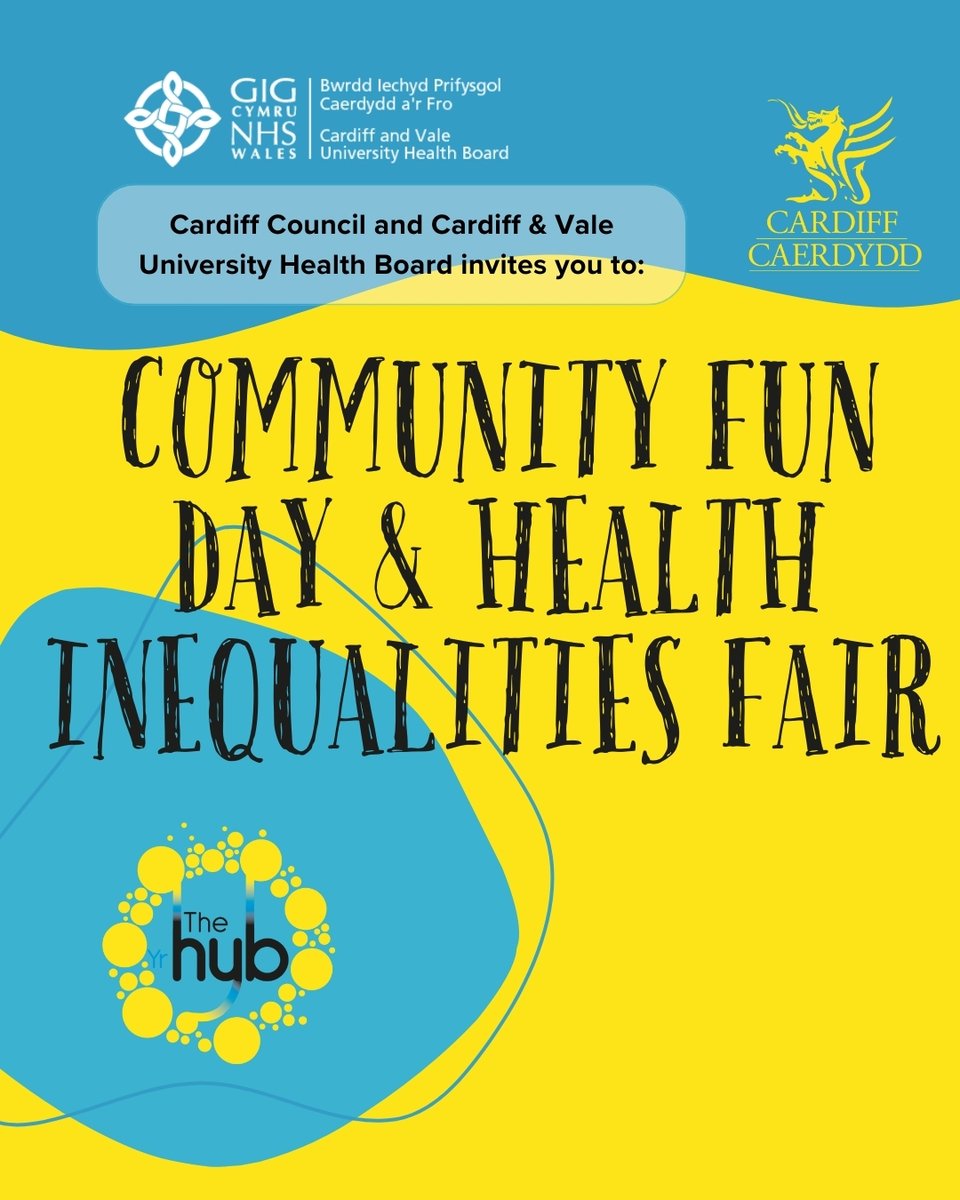 Cardiff Council (@cardiffcouncil) on Twitter photo We’re holding a Community Fun Day and Health Inequalities Fair with <a href="/CV_UHB/">Cardiff and Vale University Health Board</a> at STAR Hub tomorrow, 11am – 3pm.
Join us for free activities including face painting & magic shows, access to free health information and refreshments.
Book a place orlo.uk/1M7qo We’re holding a Community Fun Day and Health Inequalities Fair with <a href="/CV_UHB/">Cardiff and Vale University Health Board</a> at STAR Hub tomorrow, 11am – 3pm.
Join us for free activities including face painting & magic shows, access to free health information and refreshments.
Book a place orlo.uk/1M7qo