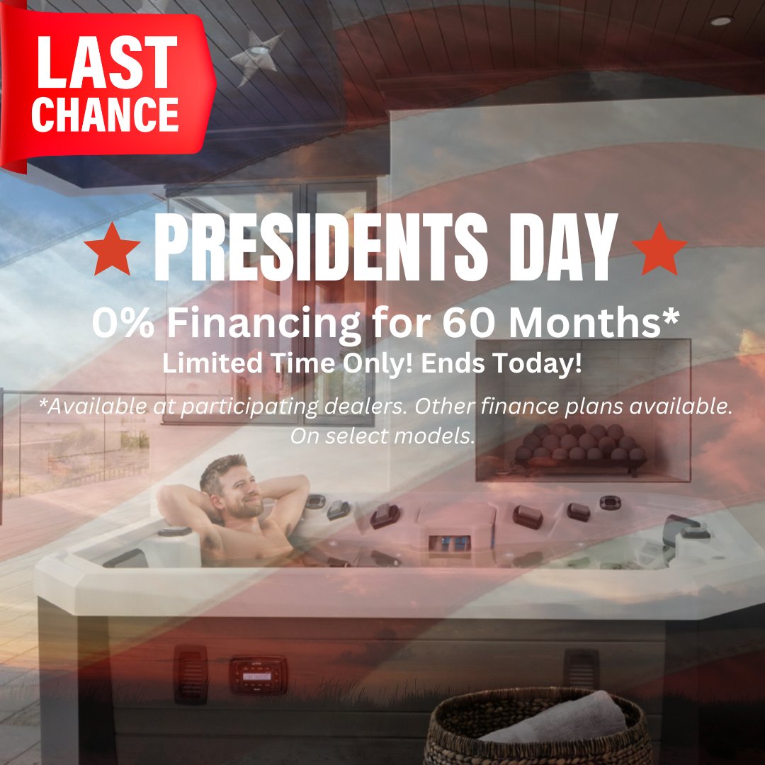 MarquisSpas's tweet image. ⏰ Time's running out! Today's your LAST day to score incredible Presidents Day savings! 🇺🇸 Shop now before it’s too late! 💥 #PresidentsDaySale #FinalDay #HurryUp