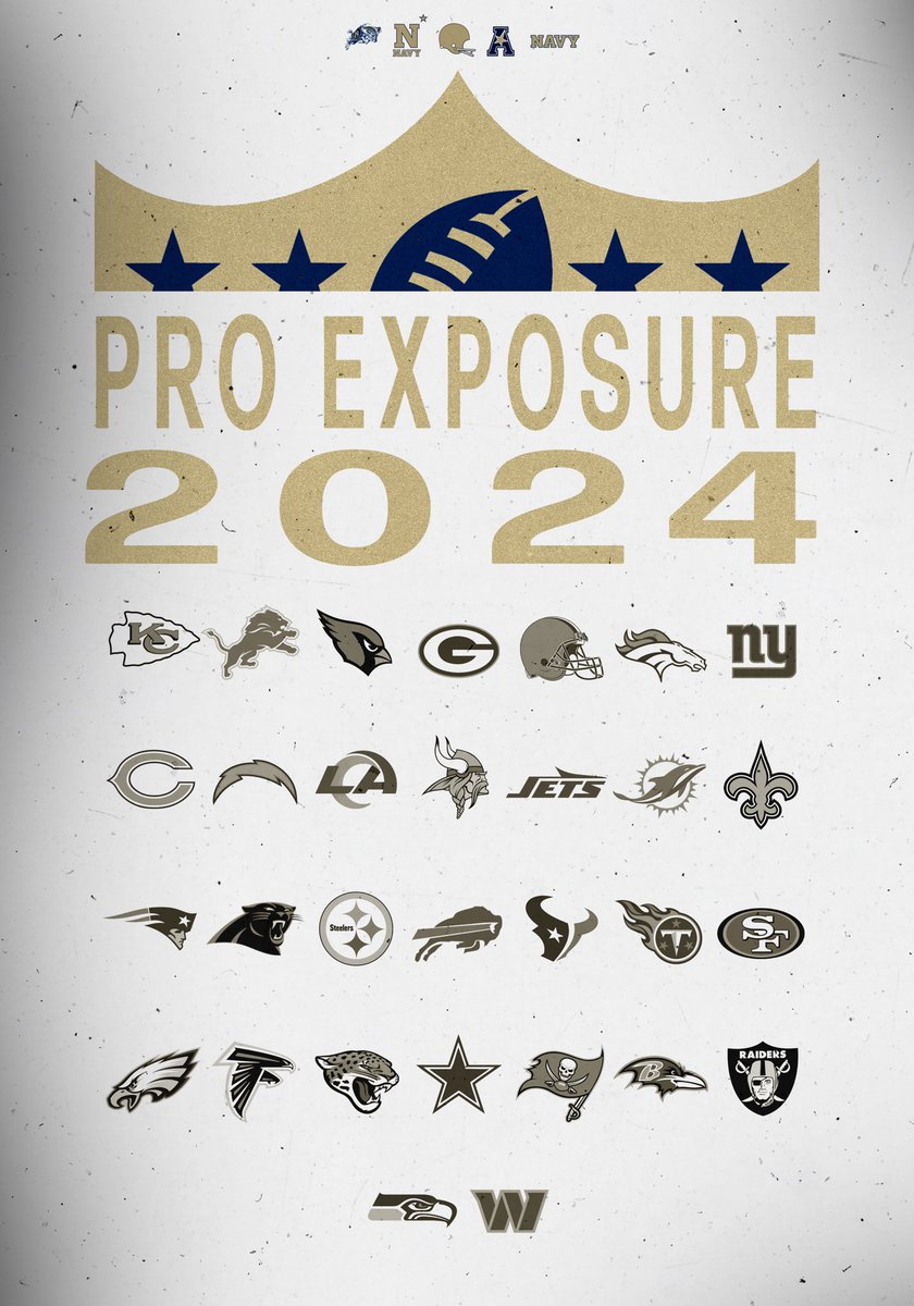 NavyFBrecruit's tweet image. The NFL is calling☎️ 

A look back at the teams that came to see our guys during the 2024 season. Thank you for your interest in the Goats!⬇️

#GoNavy | #26GOATED | #ProGoats