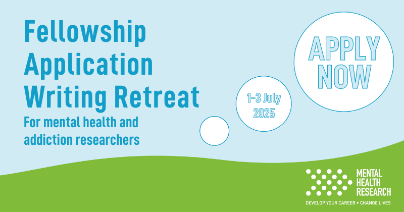 Struggling with that #mentalhealth #research fellowship application?

Apply for our 2025 Writing Retreat! It offers structured writing time &amp; guidance from senior colleagues &amp; panel members on how to write a good application &amp; sell it to the funder. 👇

mentalhealthresearch.org.uk/writing-retrea…