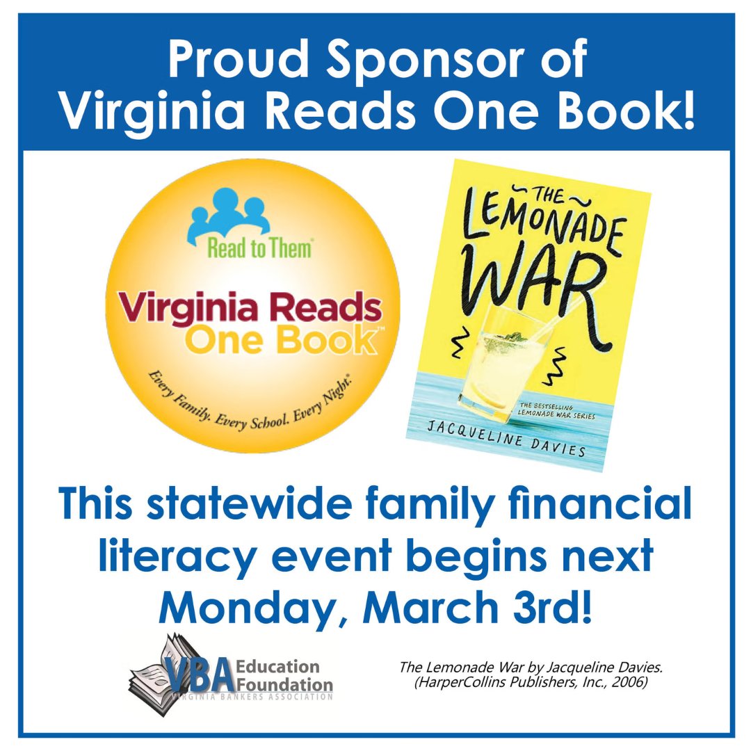 Next week, nearly 30,000 Virginia students will participate in #VAROB2025 and Bank of Clarke is a proud sponsor. Through this program, the entire school community reads the same financial literacy themed book on the same schedule. #vabankers #banklocal