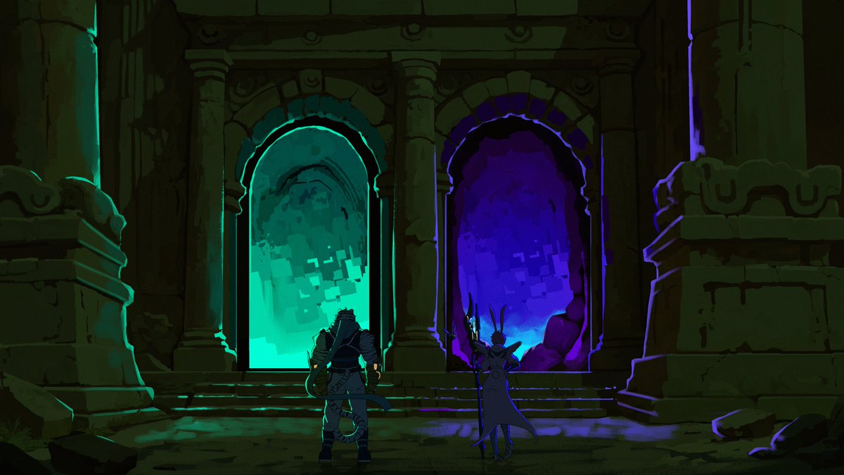 Two chasms now behold the hunters 
🟩A pit of writhing roots
🟪A void of shifting shadows  

Both paths demand a price, which should the hunters take?

Vote below ⤵️