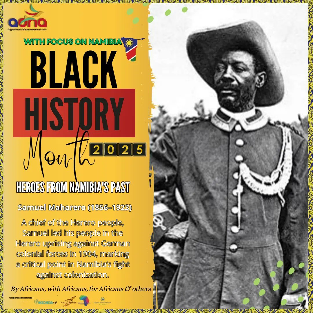 empowerment_4's tweet photo. Black History Month is a time to honor the resilience, courage, &amp; achievements of those who paved the way. In Namibia, we remember icons like Chief Hendrik Witbooi, Samuel Maharero, &amp; Anna Mungunda,whose sacrifices shaped our nation’s history. 
 #BHM2025 
 #NamibianHeroes https://t.co/xgK8FKdMUW
