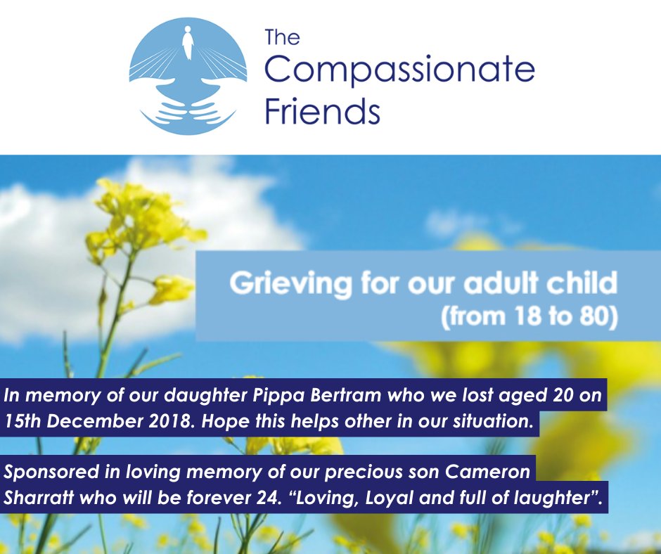 We have updated and reprinted the leaflet 'Grieving for our adult child'. Thank you kindly to our two supporters who sponsored this publication in memory of Pippa Bertram and Cameron Sharratt.
Access the full leaflet online here: tcf.org.uk/flip/Grieving-…