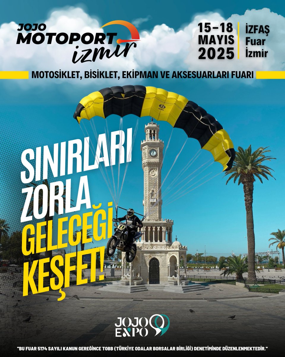 Motosiklet ve Bisiklete dair Ege'nin en kapsamlı fuarı "Jojo Motoport İzmir Motosiklet, Bisiklet, Ekipmanları ve Aksesuarları Fuarı", 15-18 Mayıs 2025 tarihlerinde İzmir'e geliyor!

Detaylı bilgi için;
👉 jojoexpo.com 

#JojoExpo #JojoMotoport