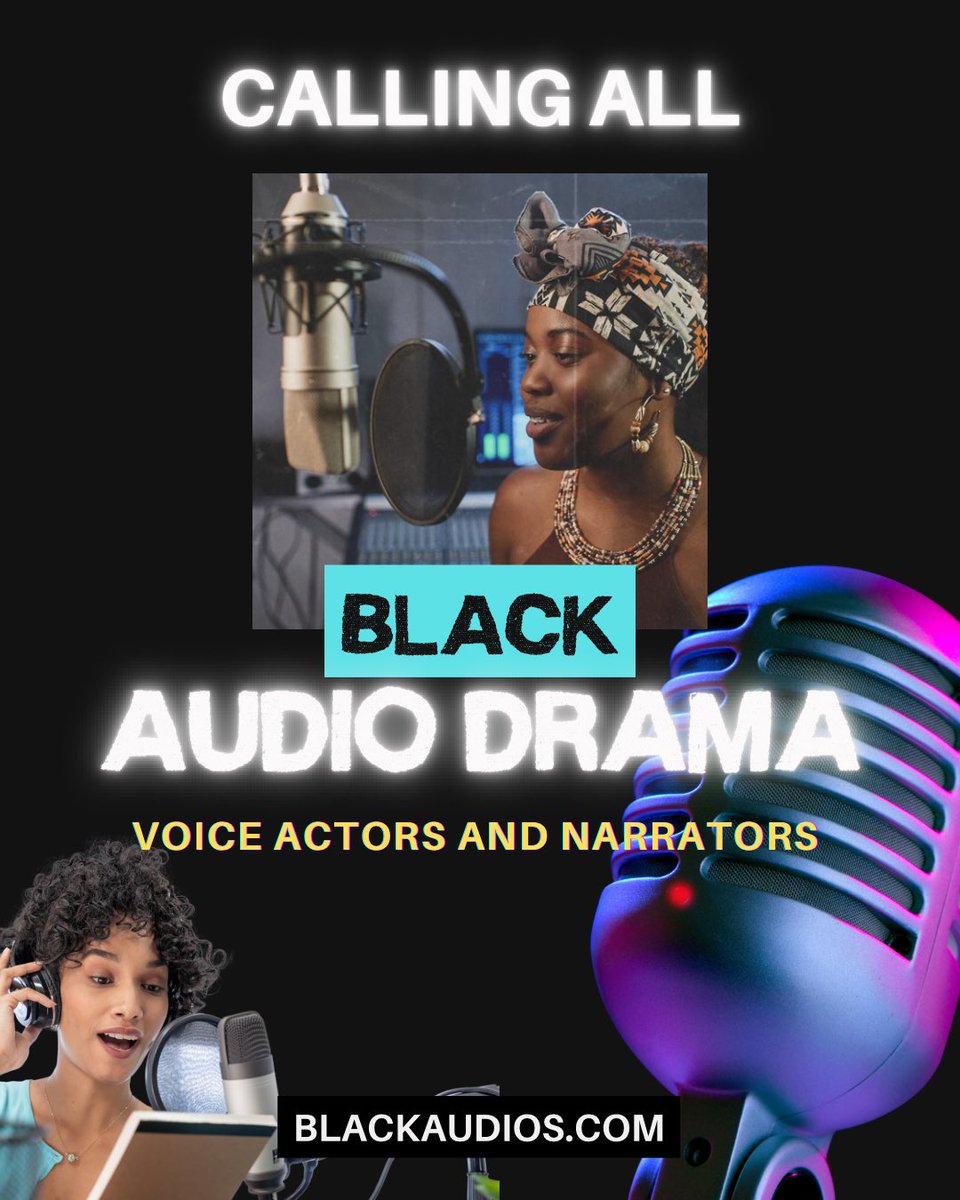 PastDueAudioSeries (@pastdueaudio) on Twitter photo 🎙️ Black #voiceactors, get visible! Join our database to connect with audio drama opportunities. Submit your info today! 
🔹 Submit: Name, Bio, Experience, Demo, Availability, & Photo.
blackaudios.com
#AudioDrama #narrators #blacknarrators #bhm #audiobooks #voiceover 🎙️ Black #voiceactors, get visible! Join our database to connect with audio drama opportunities. Submit your info today! 
🔹 Submit: Name, Bio, Experience, Demo, Availability, & Photo.
blackaudios.com
#AudioDrama #narrators #blacknarrators #bhm #audiobooks #voiceover