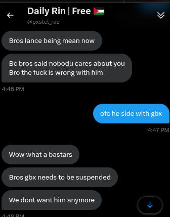 Gbxblox's tweet photo. Rin, you need to seriously back off. It was YOU who got caught removing watermarks from @/daily_acvoid 's art and posting it as your own. All me and my friends did was call you out on it. https://t.co/lH9x8qQpqh