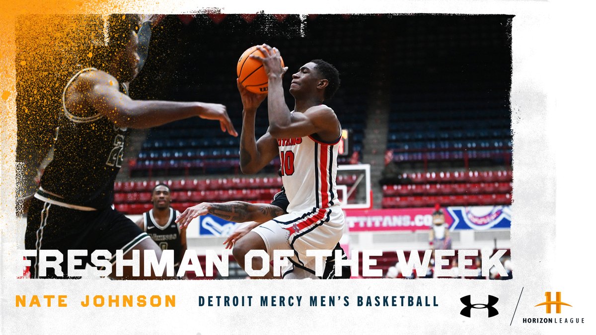 HorizonLeague's tweet photo. Our @UnderArmour #HLMBB Freshman of the Week is Nate Johnson of @DetroitMercyMBB!

https://t.co/qCH6RuyjKZ
#OurHorizon 🌇| @detroittitans https://t.co/nd9vRGpOtu