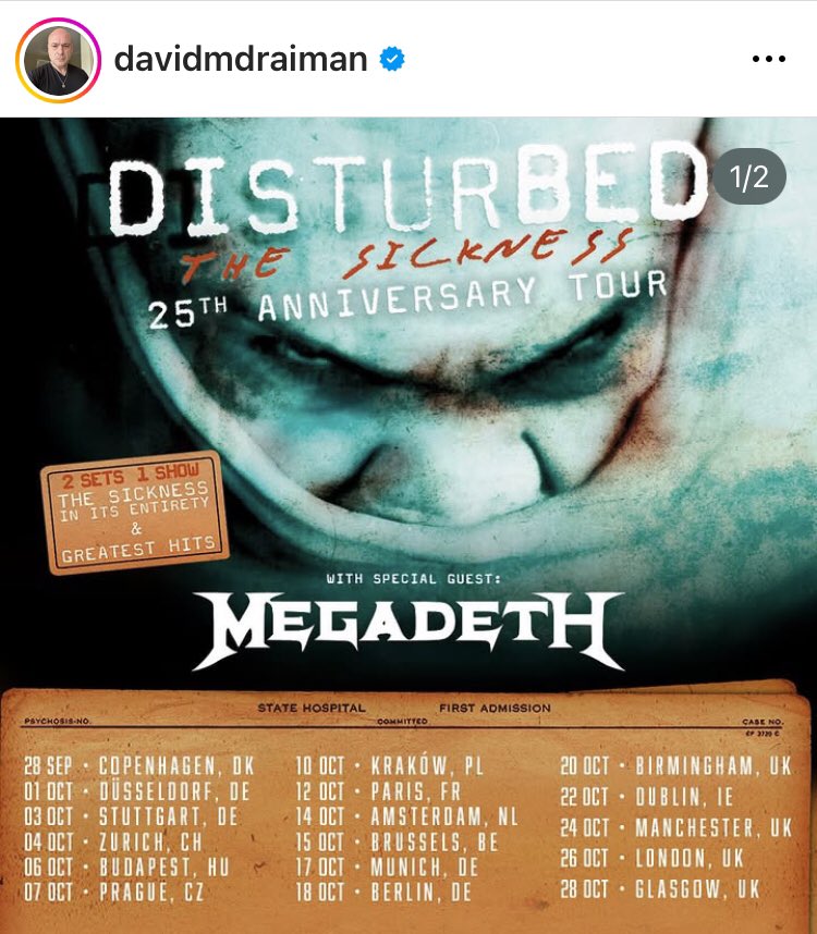 ciarantierney's tweet photo. David Draiman's band Disturbed have been booked to play Dublin in October as part of a European tour.

Here he is signing missiles used to slaughter innocent people in beseiged #Gaza.

#BoycottDISTURBED

@BDSmovement 
@ipsc48 @SadakaIreland https://t.co/RyR1xqjKh2
