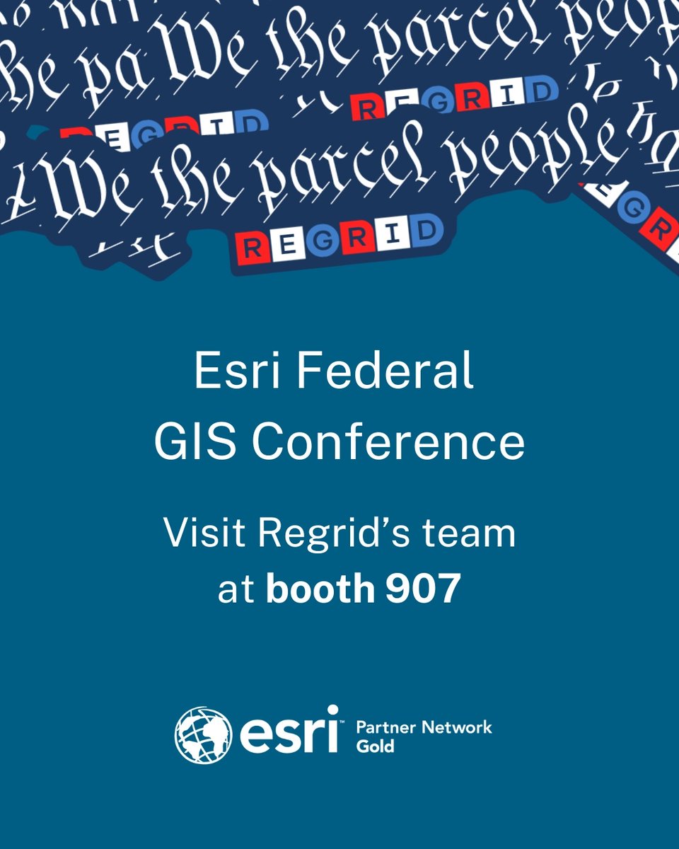 regridapp's tweet image. Regrid is at #FedGIS! Meet CEO @WELLO &amp;amp; CFO Steve Stautzenbach at booth 907 and explore how our parcel data integrates with Esri.

Learn more about our partnership - hubs.li/Q037YHnn0