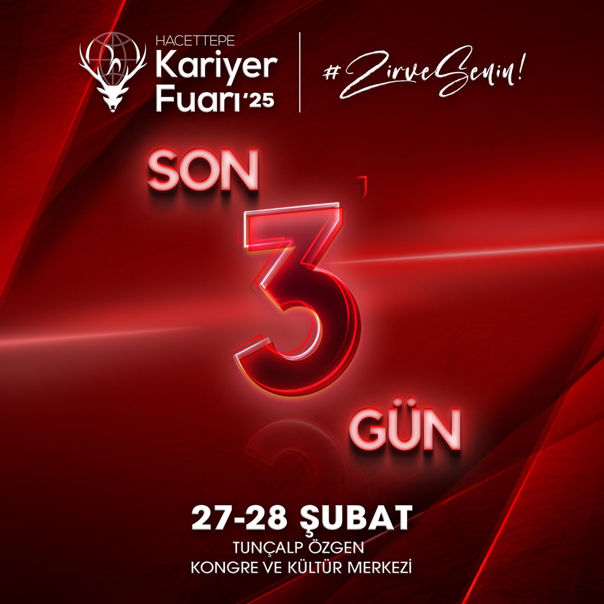Hacettepe Kariyer Fuarı’25 için son 3 GÜN! 

“Teknoloji ve İnovasyon” konsepti ile gerçekleşecek olan Hacettepe Kariyer Fuarı’25 Beytepe Tunçalp Özgen Kongre ve Kültür Merkezi’nde sizleri bekliyor! 🤩

Detaylı bilgi için @huksf Instagram sayfasını ziyaret edebilirsiniz. ♥️