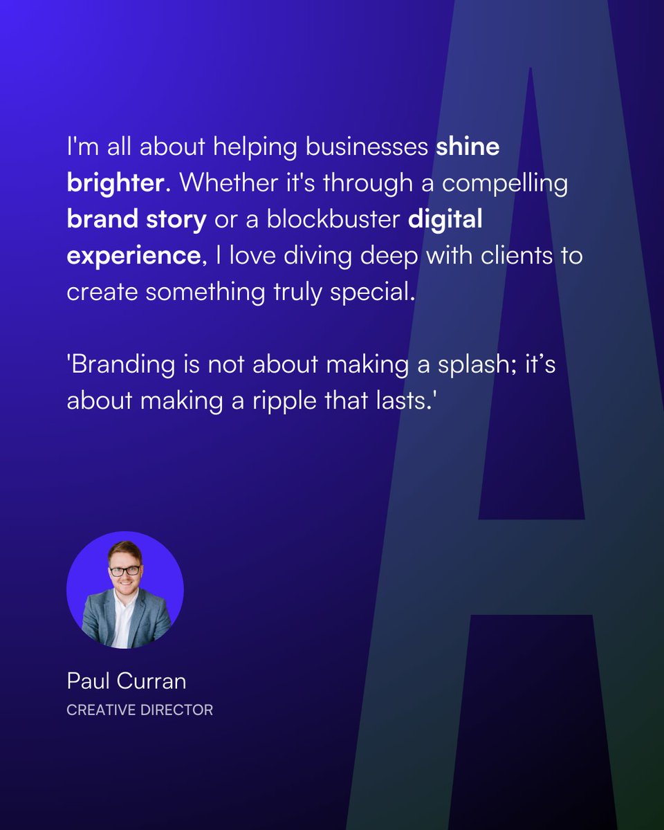 aligned_agency's tweet image. 'Branding is not about making a splash; it’s about making a ripple that lasts.'

As Aligned's Creative Director, Paul is the driving force behind turning big ideas into real, measurable success. With a sharp eye for brand strategy and business growth, Paul helps clients refin ...