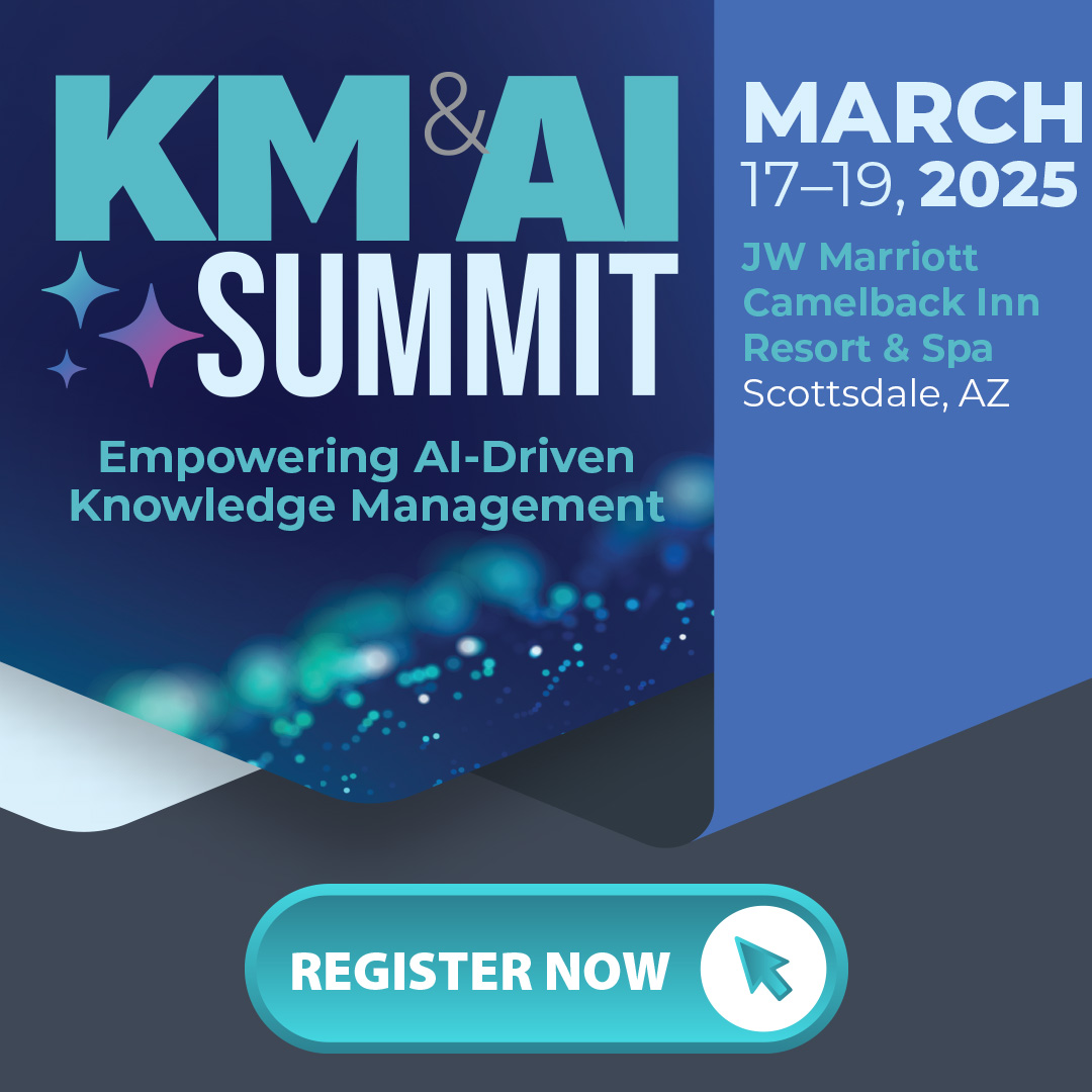 Stay ahead in AI and KM! Attend #KMAISUMMIT for the latest insights on AI-driven knowledge strategies. Register today! ow.ly/Yv1230sKghr