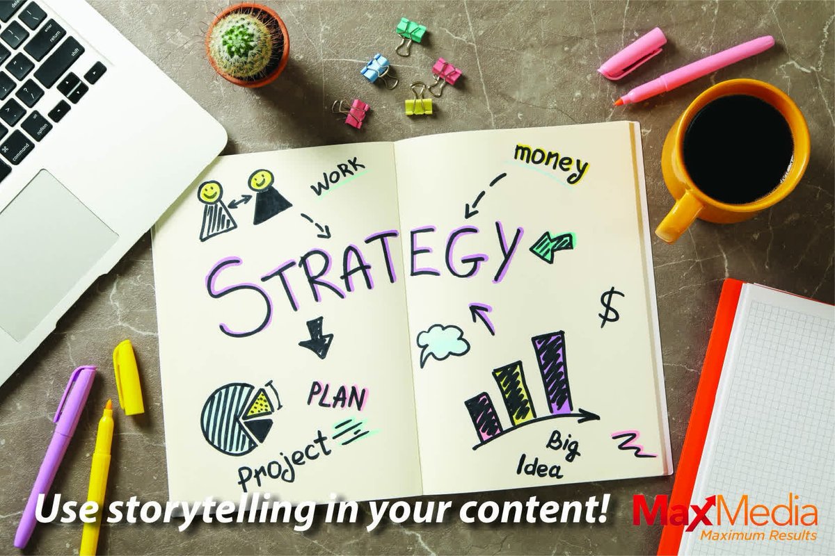 MaxMediaAgency's tweet photo. Want to boost engagement? Use storytelling in your content! People remember stories 22x more than facts alone. What's your brand's story? https://t.co/EXsNYeTyec
