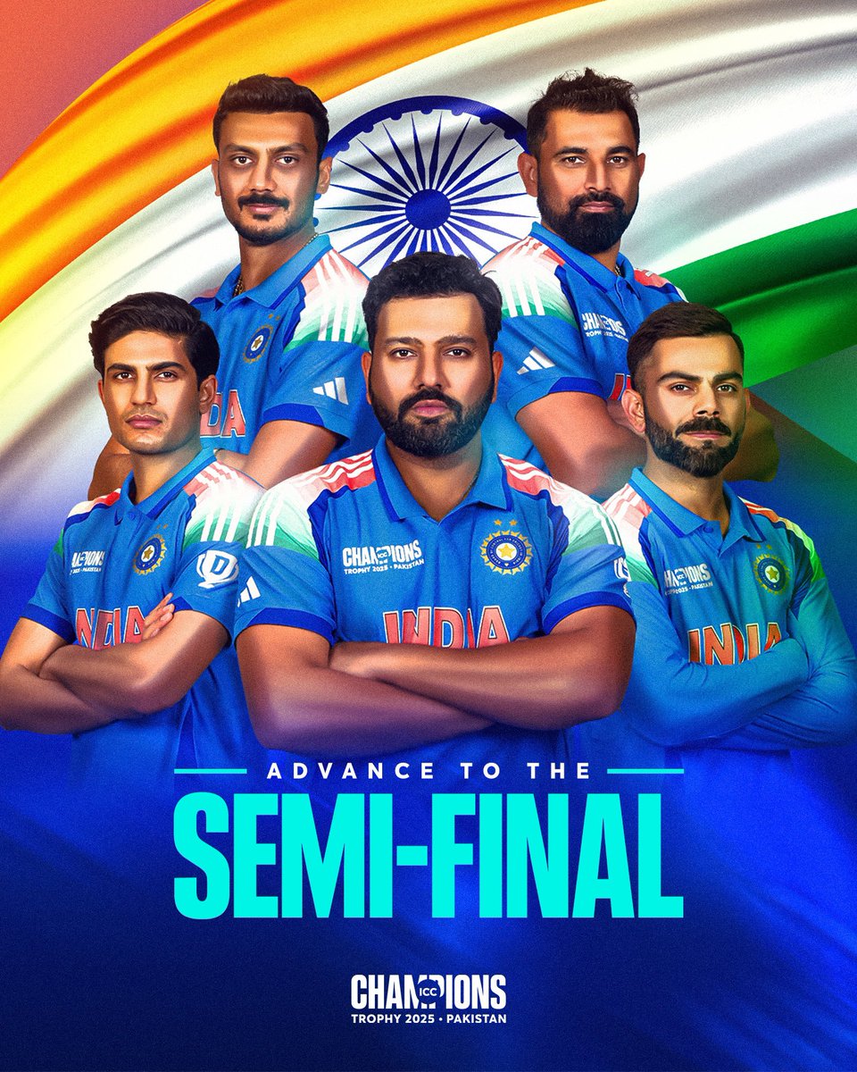 INTO THE SEMIS 🤩

A third-successive final-four appearance for India at the #ChampionsTrophy 👏