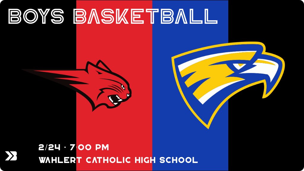 Boys Basketball (Varsity) Game Day! - Check out the event preview for the The Western Dubuque Bobcats vs the Wahlert Catholic Golden Eagles. It starts at 7:00 PM and is at Wahlert Catholic High School Main Gym. gobound.com/ia/ihsaa/boysb…