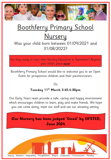 Miss Ware (@missware18) on Twitter photo Spread the word! Places available in our amazing Nursery for September 2025. Come along on Tuesday 11th March to our Open Event. 💫 <a href="/BoothferryPS/">Boothferry Primary #weareBoothferry</a> Spread the word! Places available in our amazing Nursery for September 2025. Come along on Tuesday 11th March to our Open Event. 💫 <a href="/BoothferryPS/">Boothferry Primary #weareBoothferry</a>