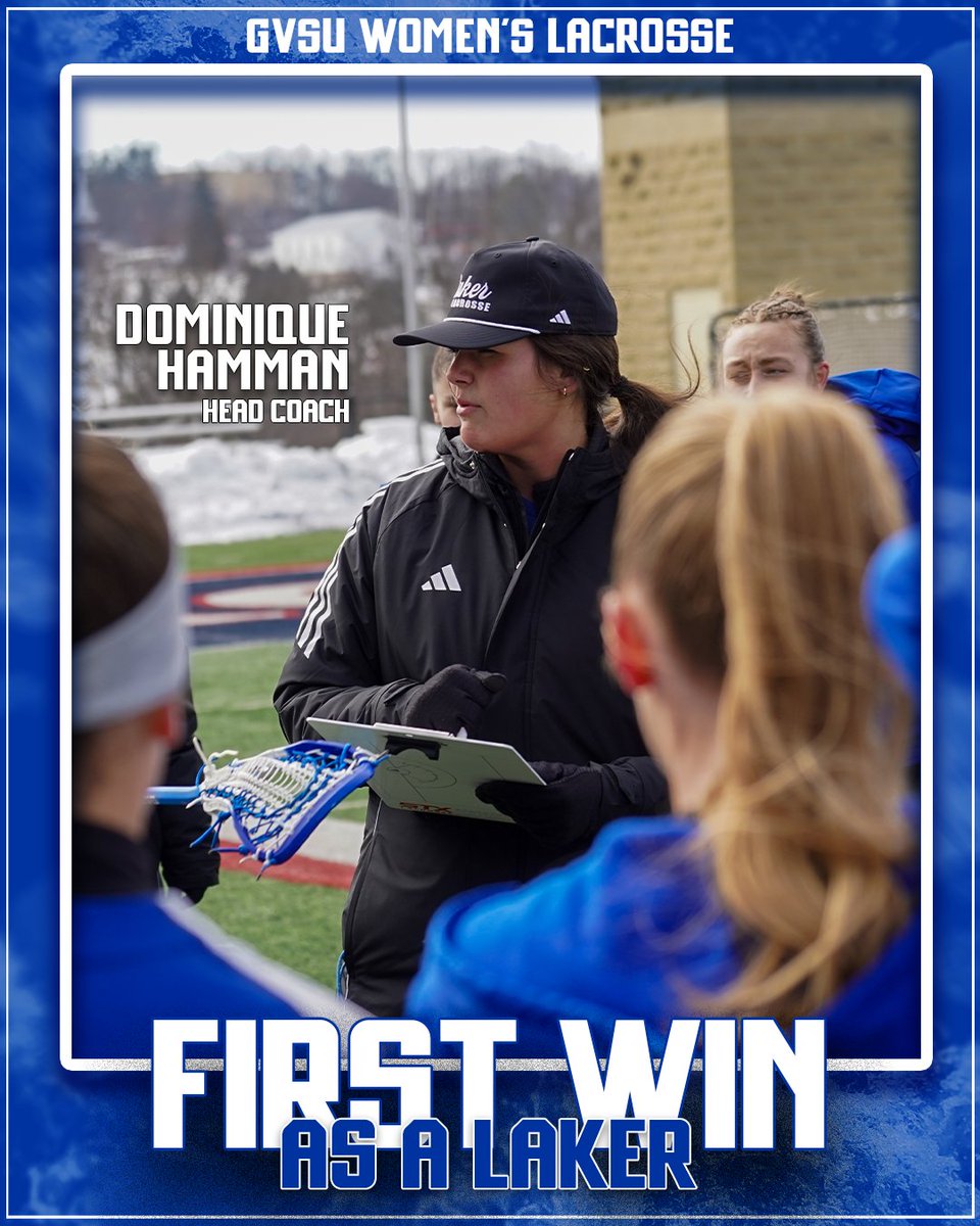 GVSUWLAX's tweet photo. The first of many!

Yesterday's win over IUP was the first victory for Dominique Hamman as the head coach of the Lakers! 

#AnchorUp #beELITE https://t.co/WGcWMylCJw