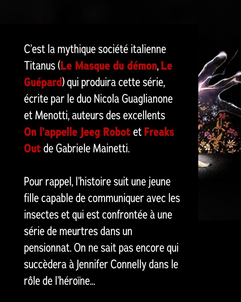 chillz_horreur's tweet image. Le Phenomena de Dario Argento adapté en mini-série !?

#phenomena #darioargento #creepers #80shorrormovies #JenniferConnelly #horreurfrance #horreur