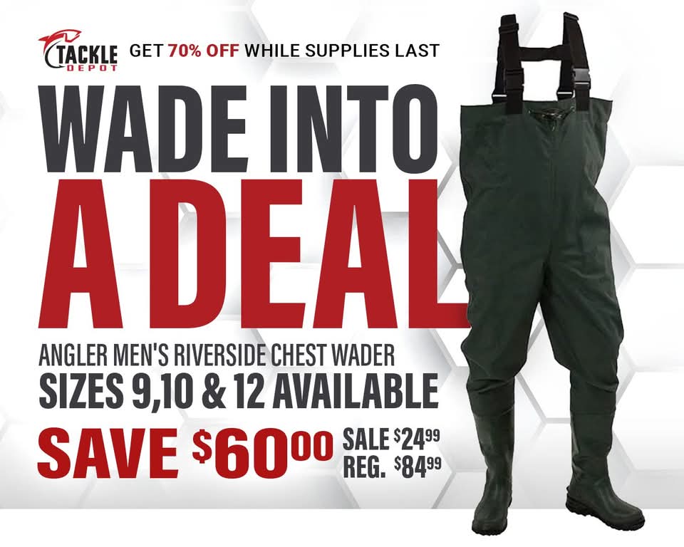 🚨𝗚𝗘𝗧 𝟳𝟬% 𝗢𝗙𝗙 Angler Men's Riverside Chest Waders while supplies last here bit.ly/tdwaders