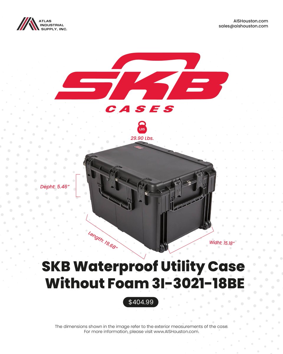 AISHOUSTON's tweet image. 🔒 SKB Waterproof Utility Case 🌊🔧

✅ Waterproof &amp;amp; dust-tight (MIL-C-4150J / IP67)
✅ Impact &amp;amp; corrosion-resistant
✅ Easy transport with in-line skate wheels

📞 (281) 591-2211
🛒 bit.ly/42LnXSD 

#SKBCase #WaterproofProtection #TSAApproved #HeavyDuty #SecureStorage