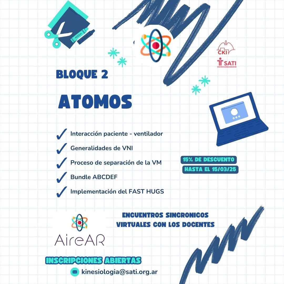 AireAR2025

📢 ¡Inscripciones abiertas! 🚀

Curso 100% virtual de Ventilación Mecánica 🩺🫁

📌 Dirigido a médicos, licenciados en enfermería y kinesiólogos que buscan fortalecer sus conocimientos en el manejo del paciente crítico.