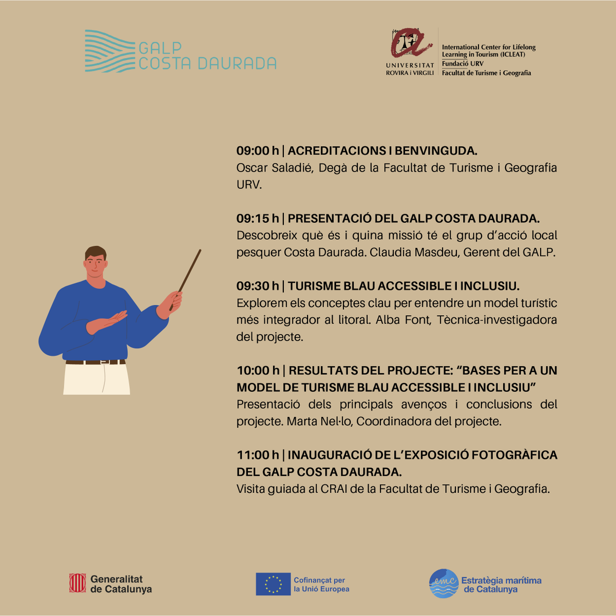 icleaturv's tweet photo. 📅 Demà, la @ftgurv acull una jornada sobre #TurismeBlau, accessible i inclusiu. 🌊♿
🔹 Models turístics integradors
🔹 Resultats del #ProjecteTAI
🔹 Expo fotogràfica #GALPCostaDaurada
💙♿ No t’ho perdis!
#TurismeAccessible #Inclusió #Accessibilitat #ICLEAT #FEMPA #EMC https://t.co/aICU5XWEwK