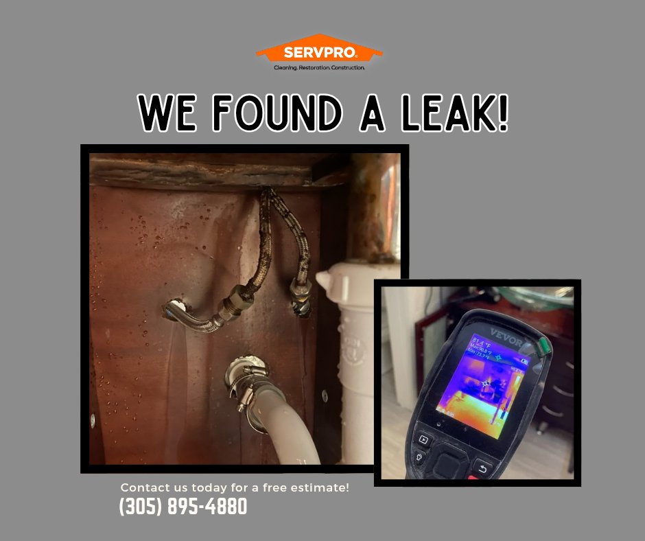 "Leaks can lead to major damage if left unchecked! 💦🔍 Our experts use advanced detection tools to find hidden leaks and prevent costly repairs. Contact us today for a free estimate! 📞 (305) 895-4880 #WaterDamage #MoldPrevention #PlumbingIssues #RestorationExperts #SERVPRO