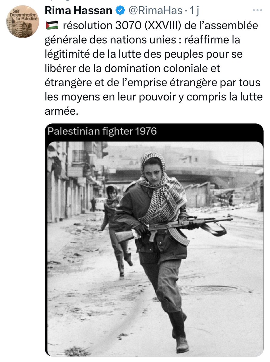 SlMONWEINBERG's tweet photo. 🔴🇫🇷 | RIMA HASSAN > Quand la propagande falsifie l’Histoire. La députée @RimaHas utilise une photo historique pour illustrer un faux récit sur une prétendue “lutte palestinienne contre l’occupation israélienne”.

▪️ FAIT : L’image ne montre pas un combat contre Israël, mais une scène de la guerre civile libanaise de 1975, où des factions palestiniennes ont joué un rôle central dans la déstabilisation du Liban. Ce conflit a entraîné 135 000 morts, provoqué l’effondrement du pays et ouvert la voie à l’ingérence syrienne et iranienne.

📌 Rima Hassan, le mensonge dans la peau: encore une tentative grossière de manipuler l’histoire pour justifier la violence. Source https://t.co/x1En3xvlbb 

📷 Photo : Catherine Leroy, photo journaliste qui a largement couvert la guerre civile libanaise dans les années 70/80.